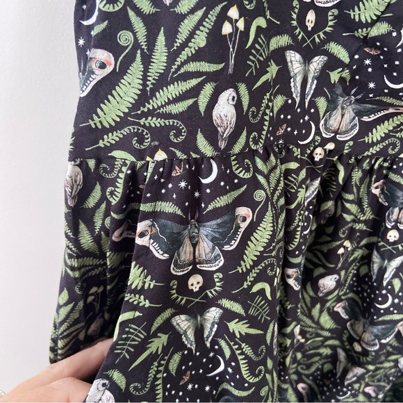 Retrolicious Sleeveless Black Butterfly Moth Owl Leaves Print Dress 1X - Picture 8 of 9